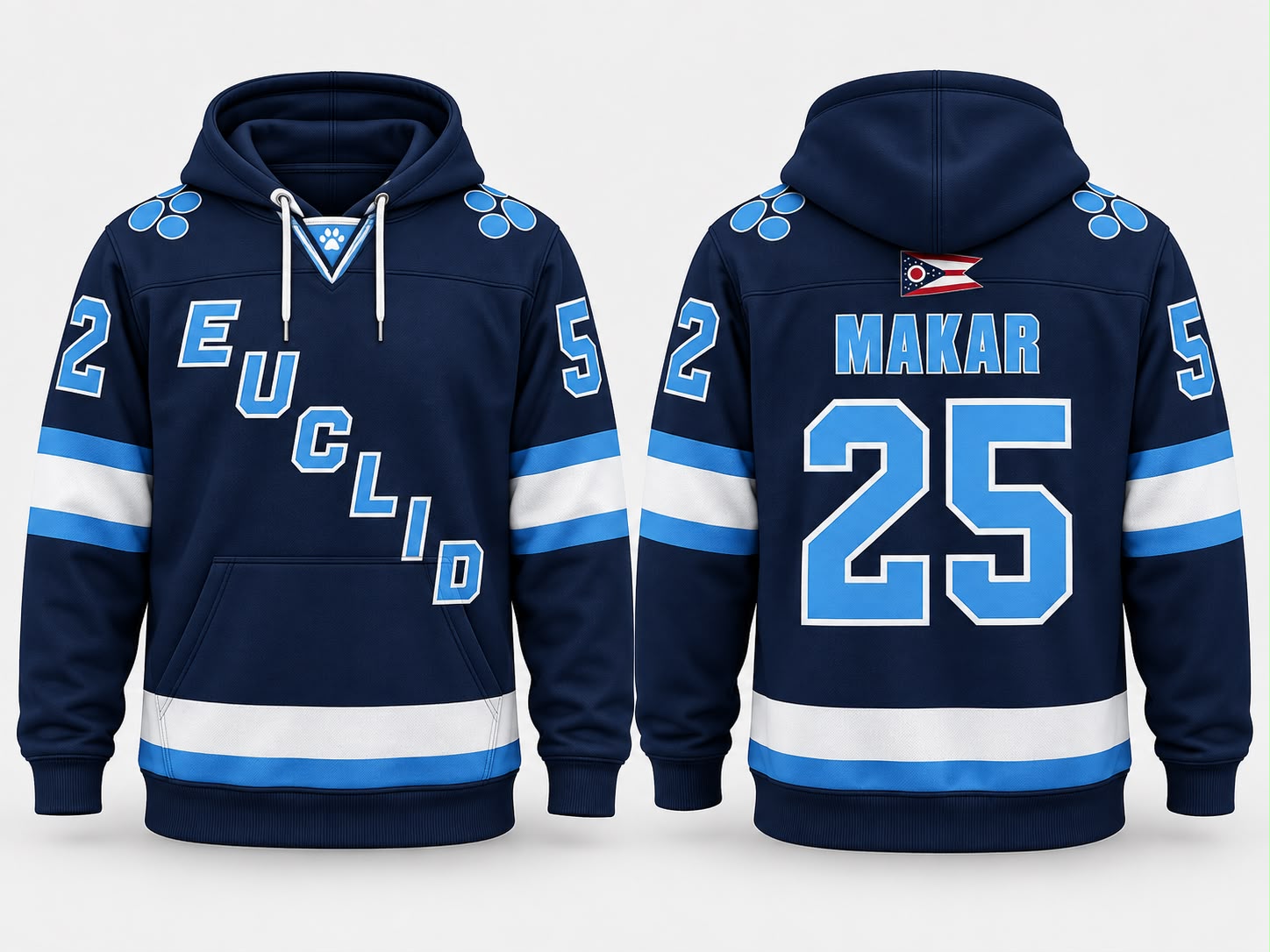 Navy Hoodie mockup, front and back
