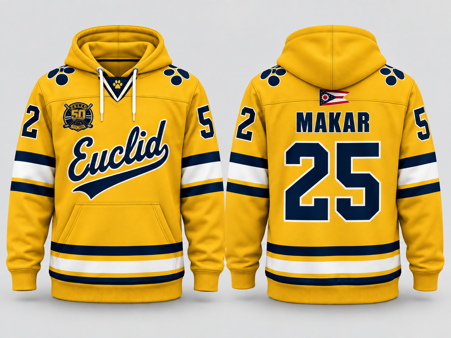 Yellow Hoodie mockup, front and back